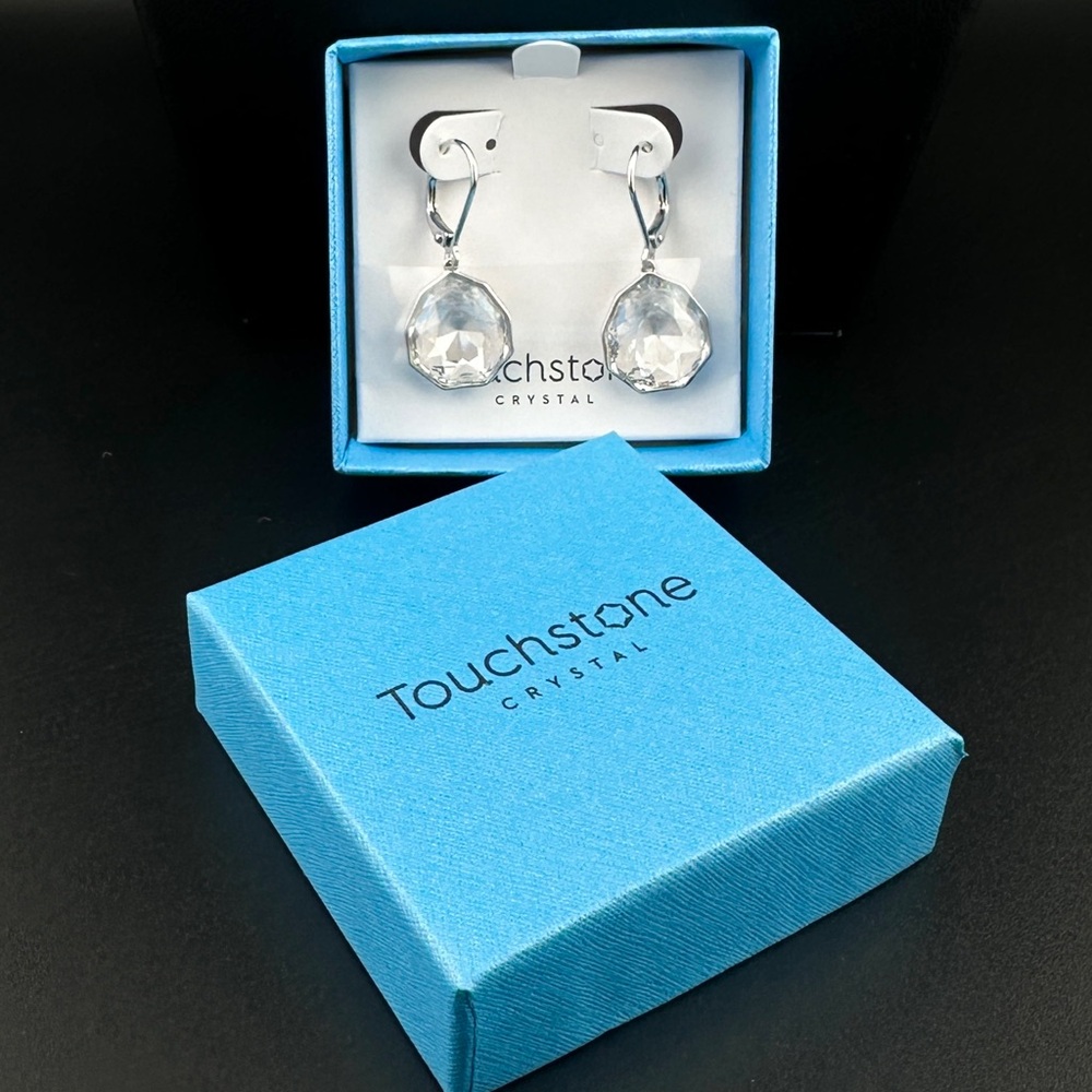 Dangle Tear Drop Earrings 
Touchstone Crystal by Swarovski